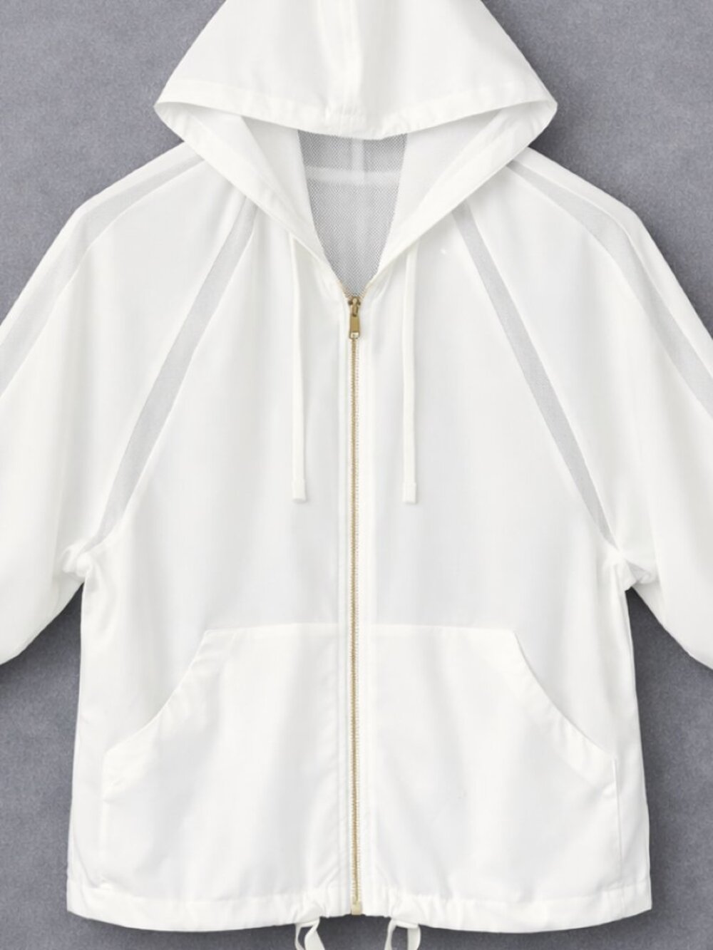 White Lightweight Windbreaker Jacket • Dolman Boxy Oversized • Size M - Picture 13 of 15